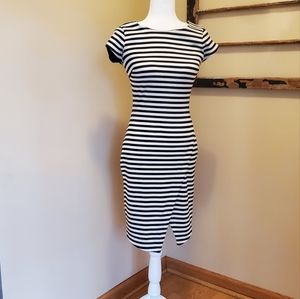 14th PLACE Fitted Stripe Dress with Zipper